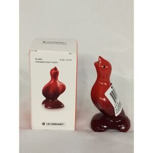 NIB NEW Le Creuset Stoneware Ceramic Cerise Red Pie Bird 3.5"